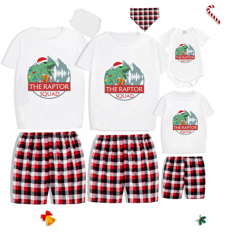 Christmas Matching Family Pajamas Exclusive Design Dinosaur The Raptor Squad Short Pajamas Set