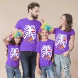 Halloween Matching Family Tops Colorful Candies Skeletons T-shirts