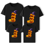 Halloween Matching Family Tops Witch Hat Pumpkins Happy Face T-shirts