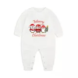 Christmas Matching Family Pajamas Exclusive Design Three Penguins Merry Christmas White Pajamas Set