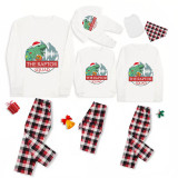 Christmas Matching Family Pajamas Exclusive Design Dinosaur The Raptor Squad White Pajamas Set
