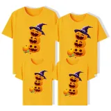 Halloween Matching Family Tops Witch Hat Pumpkins Happy Face T-shirts