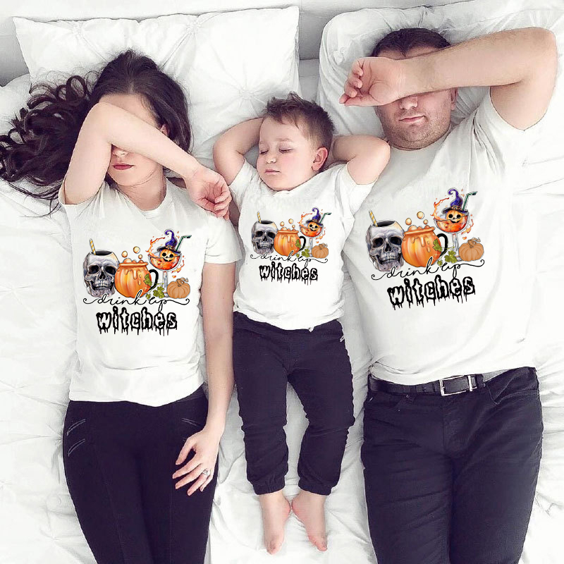 Halloween Matching Family Pajamas Exclusive Design Skull Witches T-shirts