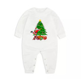Christmas Matching Family Pajamas Exclusive Design Santa Decorat The Xmas Tree White Pajamas Set