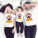 Halloween Matching Family Tops Witch Hat Pumpkins White T-shirts