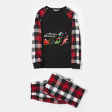 Christmas Matching Family Pajamas Exclusive Design Dinosaur and Santa Claus Black Red Plaids Pajamas Set