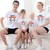 Halloween Matching Family Tops Dancing Skeletons White T-shirts