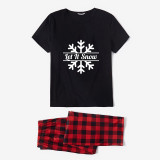 Christmas Matching Family Pajamas Exclusive Design Let It Snow Snowflake Black Pajamas Set