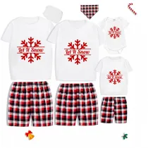 Christmas Matching Family Pajamas Exclusive Design Let It Snow Snowflake Short Pajamas Set
