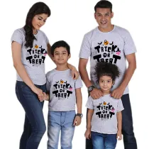Halloween Matching Family Tops Trick Or Treat Spider Web Pumpkin T-shirts