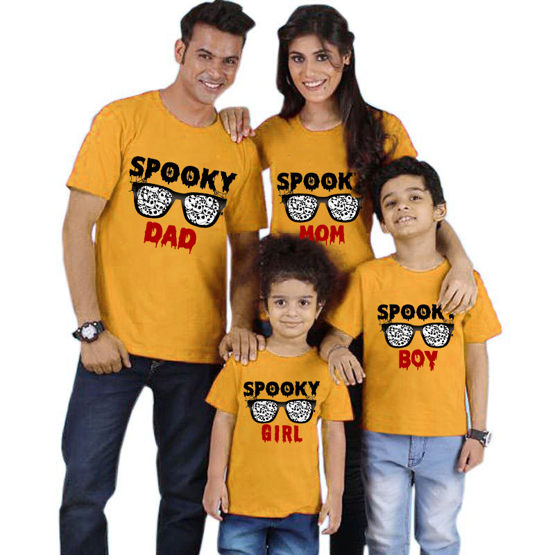 Halloween Matching Family Pajamas Spooky Dad Mom Boy Girl T-shirts