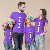 Halloween Matching Family Pajamas Heart Bones Purple T-shirts