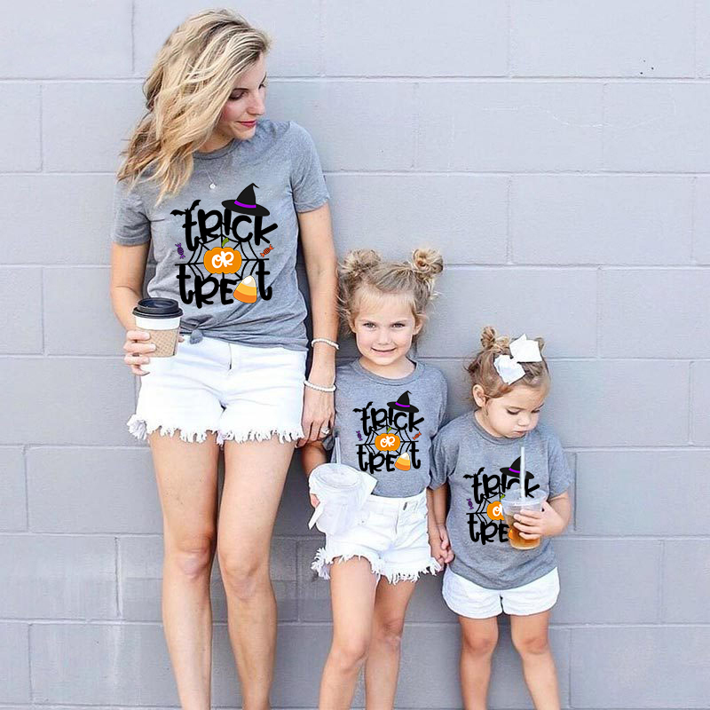 Halloween Matching Family Pajamas Spider Web Witch Hat Trick Or Treat T-shirts