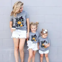 Halloween Matching Family Tops Spider Web Witch Hat Trick Or Treat T-shirts