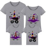 Halloween Matching Family Tops Witch Hat Unicorn T-shirts