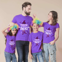 Halloween Matching Family Pajamas Witch Trick Or Treat Purple T-shirts
