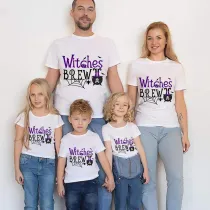 Halloween Matching Family Tops Witches Brew Spider Web T-shirts