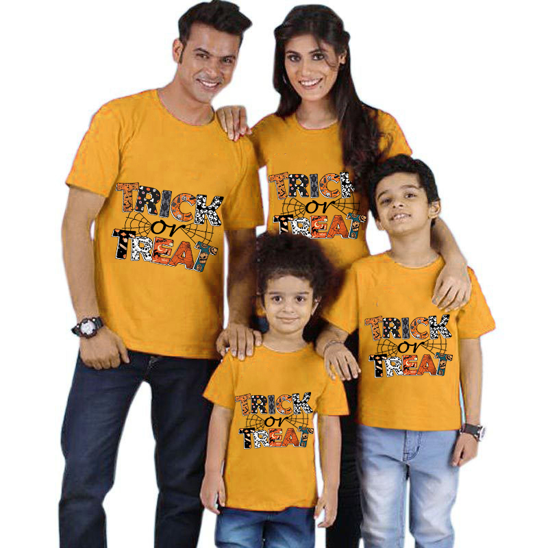 Halloween Matching Family Tops Word Art Trick Or Treat T-shirts