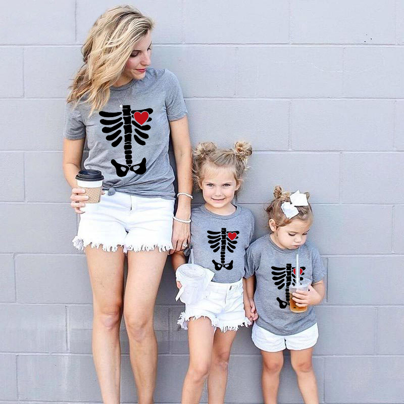 Halloween Matching Family Pajamas Skeleton Heart T-shirts