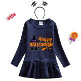 Halloween Toddler Girl 2PCS Cosplay Witch Long Sleeve Tutu Dresses with Headband Dress Up