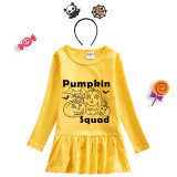 Halloween Toddler Girl 2PCS Cosplay Pumpkin Squad Long Sleeve Tutu Dresses with Headband Dress Up