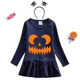 Halloween Toddler Girl 2PCS Cosplay Sawtooth Ghostface Long Sleeve Tutu Dresses with Headband Dress Up
