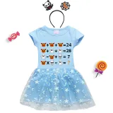 Halloween Toddler Girl 2PCS Cosplay Arithmetics Short Sleeve Tutu Dresses with Headband Dress Up