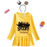 Halloween Toddler Girl 2PCS Cosplay It's Spooky Season Ghosts Long Sleeve Tutu Dresses with Headband Dress Up