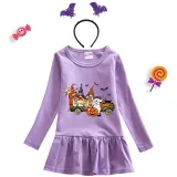 Halloween Toddler Girl 2PCS Cosplay Gnomies In The Car Long Sleeve Tutu Dresses with Headband Dress Up