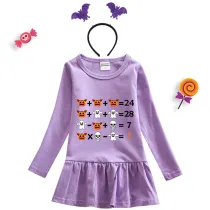Halloween Toddler Girl 2PCS Cosplay Arithmetics Long Sleeve Tutu Dresses with Headband Dress Up