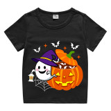 Halloween Toddler Girl 3PCS Cosplay Pajamas Ghost With Pumpkin T-shirt Tutu Dresses Sets with Headband Dress Up