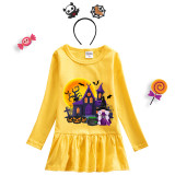 Halloween Toddler Girl 2PCS Cosplay The Castle And Witch Long Sleeve Tutu Dresses with Headband Dress Up