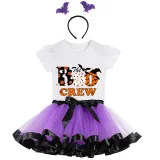Halloween Toddler Girl 3PCS Cosplay The Boo Crew Bats Tutu Dresses Sets with Headband Dress Up