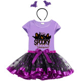 Halloween Toddler Girl 3PCS Cosplay It's Spooky Season Ghosts T-shirt Tutu Dresses Sets with Headband Dress Up