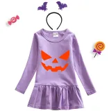 Halloween Toddler Girl 2PCS Cosplay Pumpkin Ghostface Long Sleeve Tutu Dresses with Headband Dress Up
