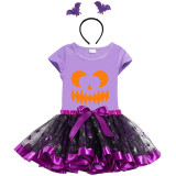 Halloween Toddler Girl 3PCS Cosplay Sawtooth Ghostface T-shirt Tutu Dresses Sets with Headband Dress Up
