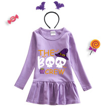 Halloween Toddler Girl 2PCS Cosplay The Boo Crew Skulls Long Sleeve Tutu Dresses with Headband Dress Up
