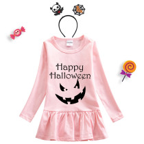 Halloween Toddler Girl 2PCS Cosplay Pumpkin Ghost Face Long Sleeve Tutu Dresses with Headband Dress Up