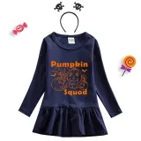 Halloween Toddler Girl 2PCS Cosplay Pumpkin Squad Long Sleeve Tutu Dresses with Headband Dress Up