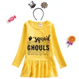 Halloween Toddler Girl 2PCS Cosplay Squad Ghouls Long Sleeve Tutu Dresses with Headband Dress Up