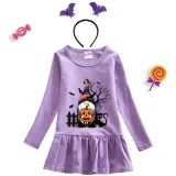 Halloween Toddler Girl 2PCS Cosplay Gnomies With Pumpkin Long Sleeve Tutu Dresses with Headband Dress Up