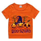 Halloween Toddler Girl 3PCS Cosplay Boo Squad Witch Hat Pumpkins T-shirt Tutu Dresses Sets with Headband Dress Up