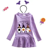 Halloween Toddler Girl 2PCS Cosplay Three Gnomies Long Sleeve Tutu Dresses with Headband Dress Up