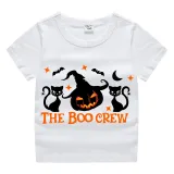 Halloween Toddler Girl 3PCS Cosplay Boo Crew Cats Pumpkin T-shirt Tutu Dresses Sets with Headband Dress Up