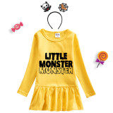 Halloween Toddler Girl 2PCS Cosplay Little Monster Long Sleeve Tutu Dresses with Headband Dress Up