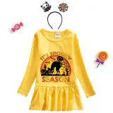 Halloween Toddler Girl 2PCS Cosplay It's Spooky Season Cat Long Sleeve Tutu Dresses with Headband Dress Up