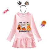 Halloween Toddler Girl 2PCS Cosplay Mummy Pumpkin Long Sleeve Tutu Dresses with Headband Dress Up