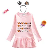 Halloween Toddler Girl 2PCS Cosplay Arithmetics Long Sleeve Tutu Dresses with Headband Dress Up