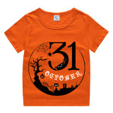 Halloween Toddler Girl 3PCS Cosplay October 31 Tree T-shirt Tutu Dresses Sets with Headband Dress Up