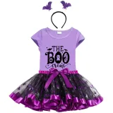 Halloween Toddler Girl 3PCS Cosplay The Boo Crew T-shirt Tutu Dresses Sets with Headband Dress Up
